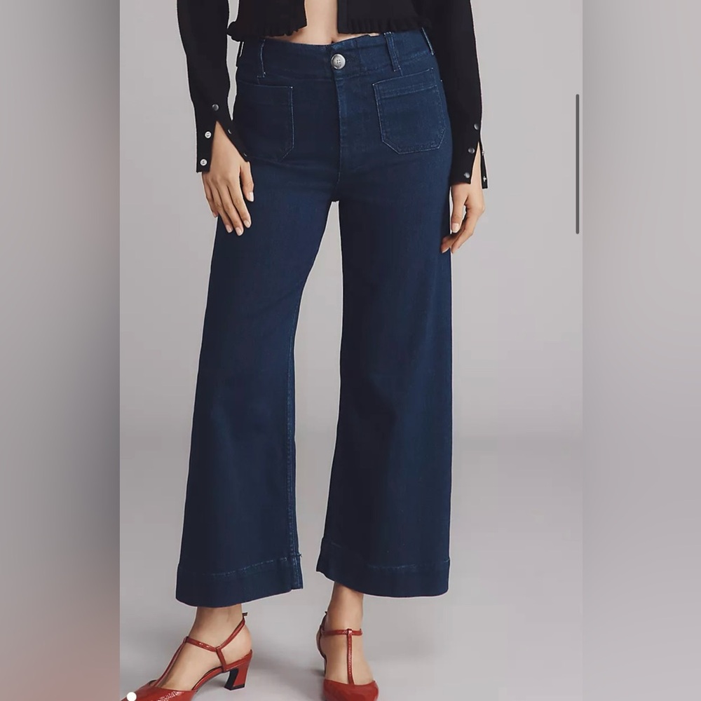 Pilcro Dark Blue Wide-Leg Jeans